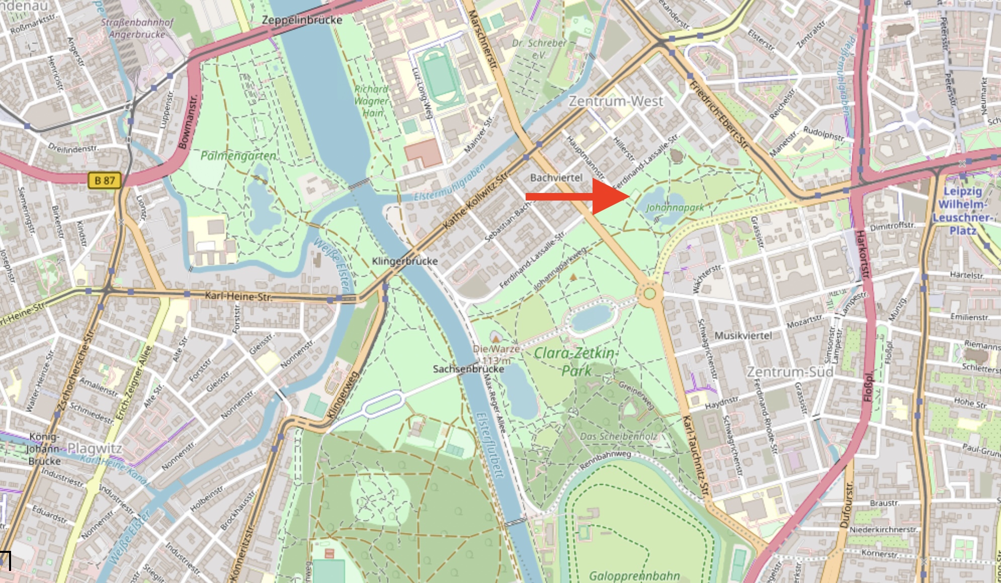 Karte Teich Johannapark