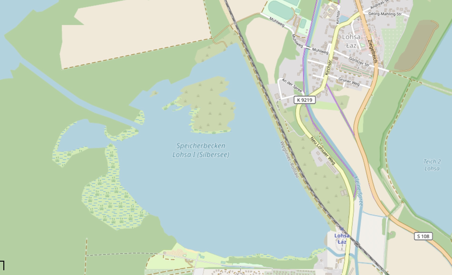 Karte Speicherbecken Lohsa (Silbersee)
