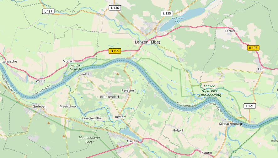 Karte Elbe bei Lenzen